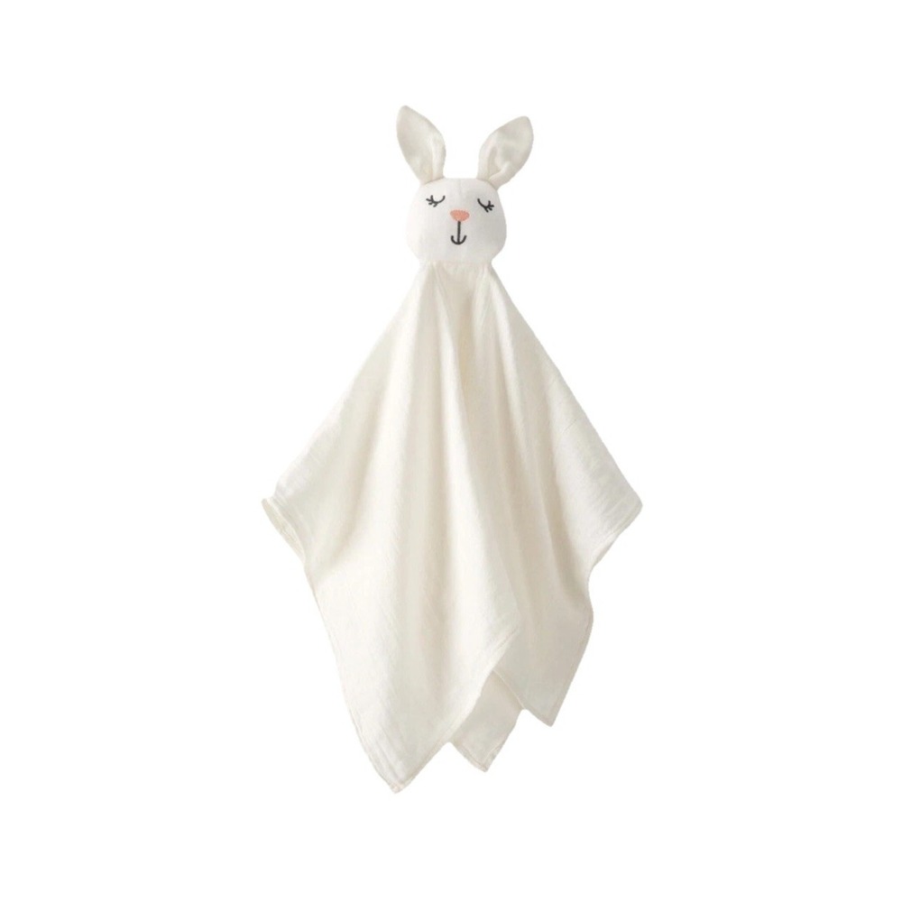 Carter's Baby White Bunny Lovey 100% Organic Cotton Muslin Infant Cuddle Toy NWT